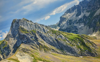 Scenic view of mountain range against sky