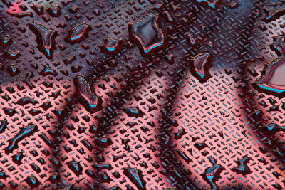 Full frame shot of wet metal