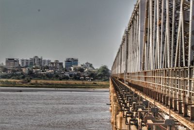 Close-up of bridge against clear sky