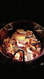 High angle view of food in cooking pan