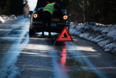 Surface level of road sign