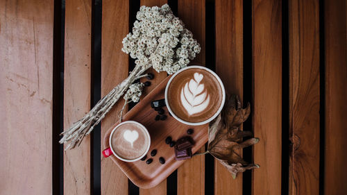 Directly above shot of coffee cup on table