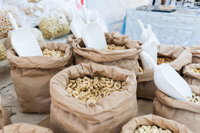 View of food for sale at market stall