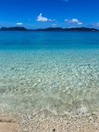 Scenic view of sea against blue sky