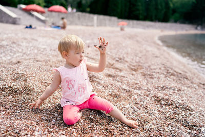 Boy playing in sand