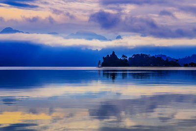 Scenic view of sea against sky at sunset