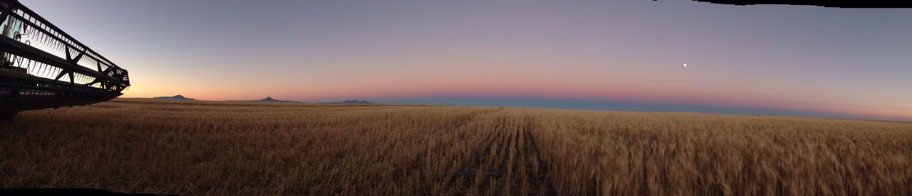 VIEW OF FIELDS AGAINST CLEAR SKY IN FOGGY WEATHER