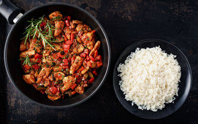 High angle view of food on plate