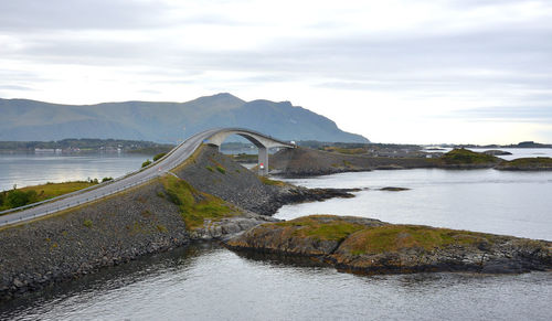 Atlantic oceanic road bridge on a cloudy day