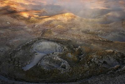 Aerial view of volcanic landscape