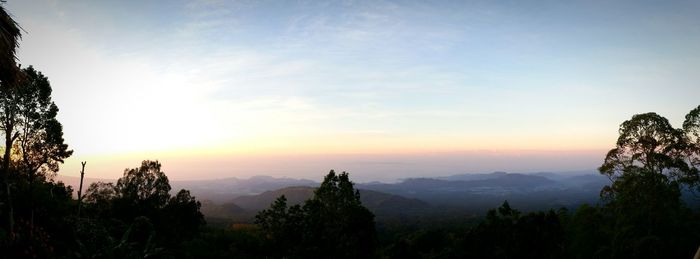 Scenic view of mountains at sunset