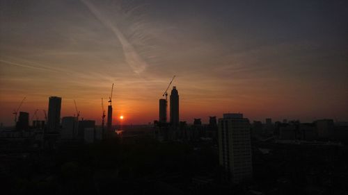 View of city at sunset