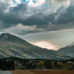 Scenic view of mountains against sky