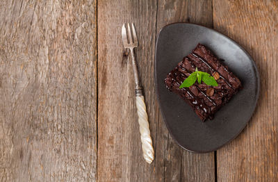 Directly above shot of chocolate cake on table