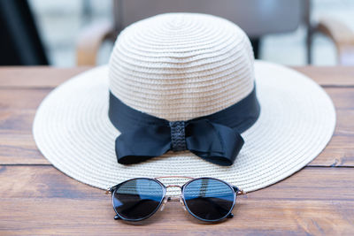 Close-up of sunglasses on table