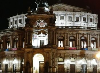 Facade of building at night