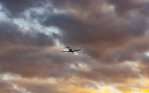 Low angle view of airplane flying in sky