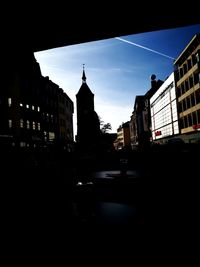 Silhouette of buildings in city