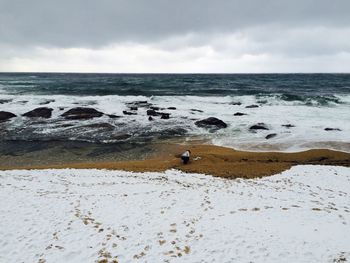 Scenic view of beach against sky