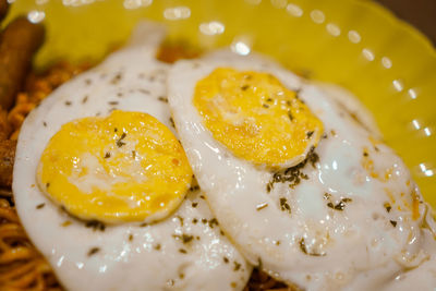 High angle view of breakfast in plate