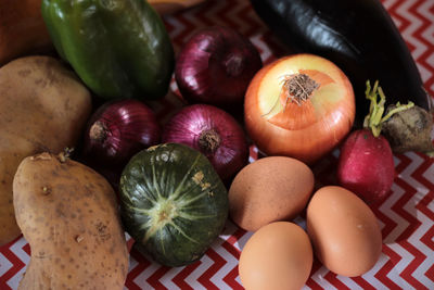 High angle view of fruits