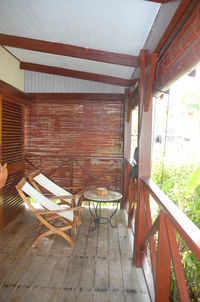 Close-up of wooden bench