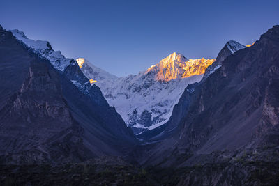 Beautiful snow mountain with blue sky from pakistan.