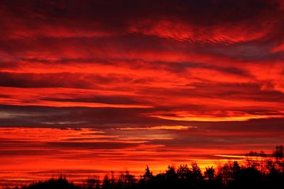 Scenic view of dramatic sky during sunset