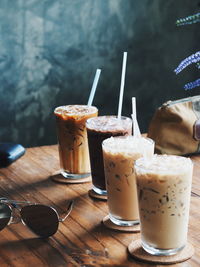 Close-up of drink in glass on table