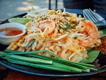 Close-up of food served in plate