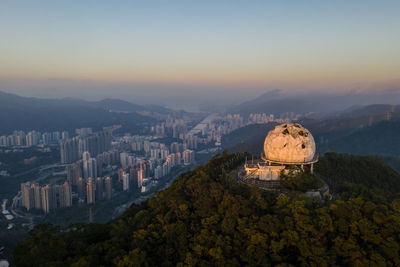 High angle view of buildings in city