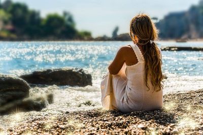 Woman looking at beach