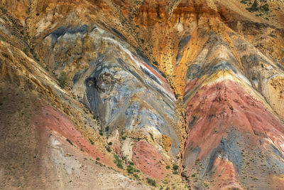 Colorful hills in altai republic natural texture of sandstone martian landscape in altai mountains.