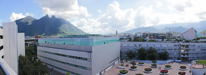 Panoramic view of buildings against sky