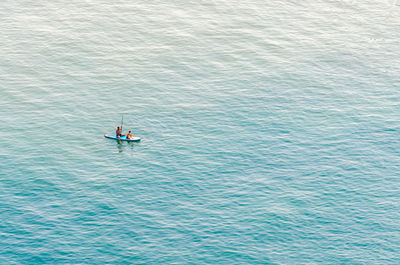 High angle view of man in sea