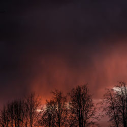 Low angle view of silhouette trees against romantic sky