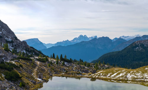 Scenic view of mountains against sky