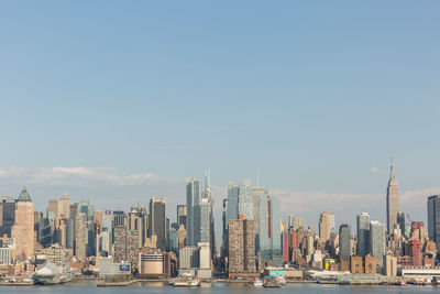 View of cityscape against clear sky