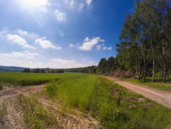 Scenic view of land against sky