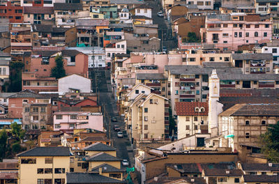 High angle view of buildings in city