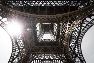 Low angle view of eiffel tower against sky