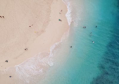 Aerial view of people on shore at beach