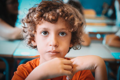 Portrait of boy at home