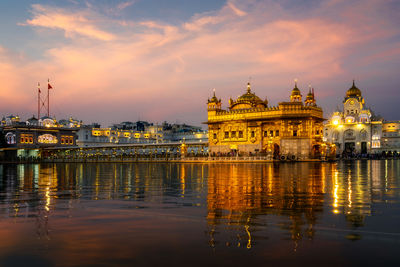 Golden temple of amritsar at sunset