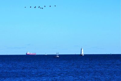 Scenic view of sea against clear sky