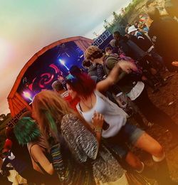 Rear view of girl looking at view