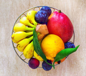 High angle view of fruits on table