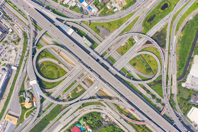 Aerial view of freeway in city