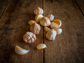 High angle view of eggs on table