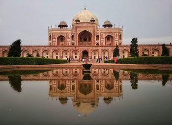 Reflection of building in lake